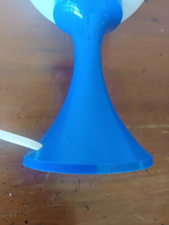 Image 1 of Lampada in stile Space Age, vetro blu e opalino, anni '70