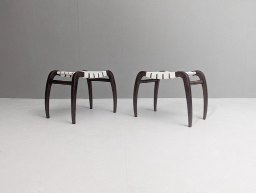 Paar modernistische krukjes van Ladislav Bartoníček voor Krásná Jizba, jaren 1940