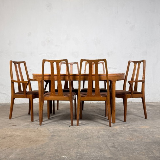 Image 1 of Mid-Century Nathan Dining Set: Extendible Table & 6 Chairs, 1960