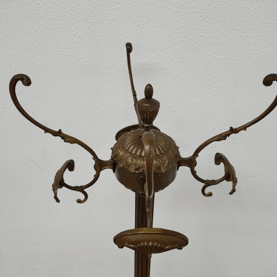 Image 1 of Brass gold rococo standing coat rack Hollywood Regency hall tree