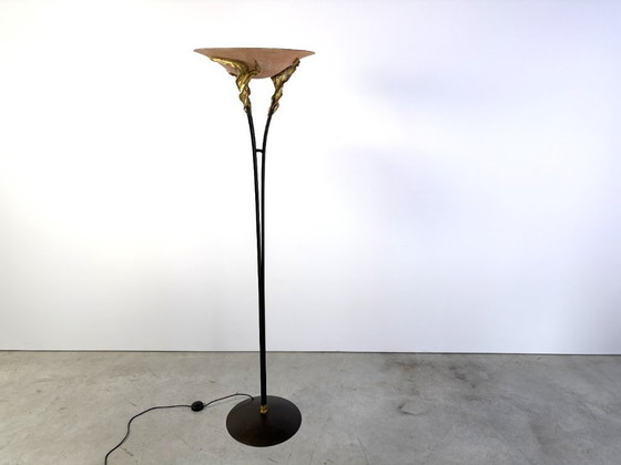 Lampada da terra stile Art Déco di Ligne D, anni '80 – Lampade da terra, Vetro, Metallo (photo 3 of 15)