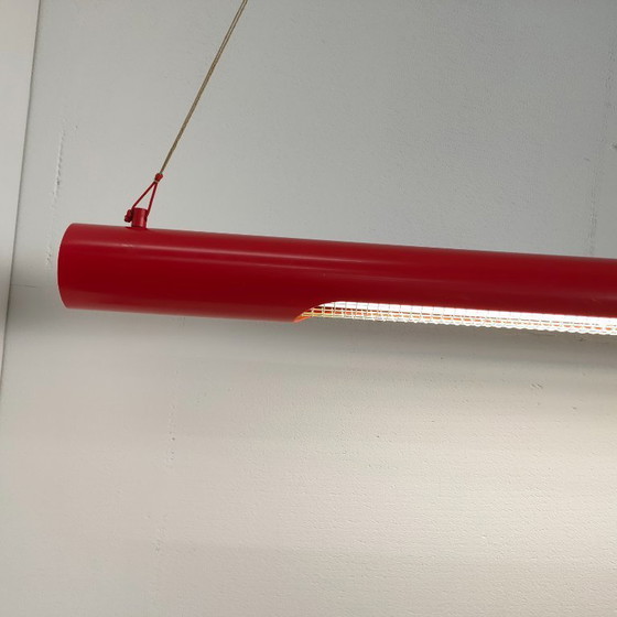 Image 1 of Ampia lampada vintage a tubo fluorescente massiccia in stile pop art da soffitto (rosso)