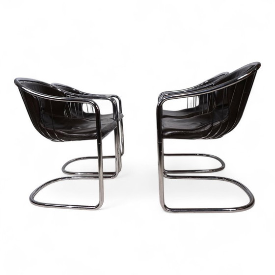 Image 1 of Set of 4 chrome dining chairs by Gastone Rinaldi for Thema, 1970