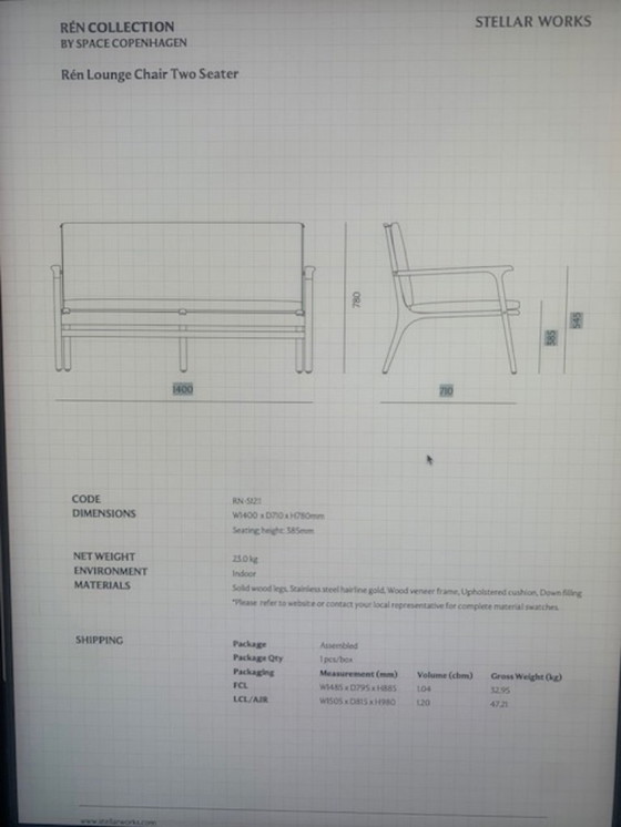 Image 1 of Zweisitzer-Sofa. Marke: Rén Lounge Chair von Stellar Works