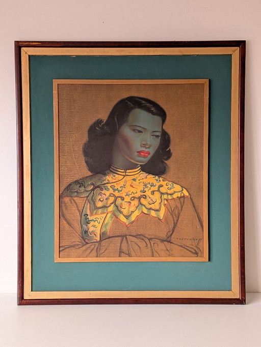 Tretchikoff "Ragazza cinese" - Stampa offset vintage in cornice originale (classico kitsch iconico)