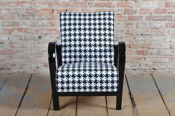 Paar gerestaureerde art-deco fauteuils, door Koželka en Kropáček, Tsjechië, jaren dertig – Textile, Wood (photo 7 of 12)