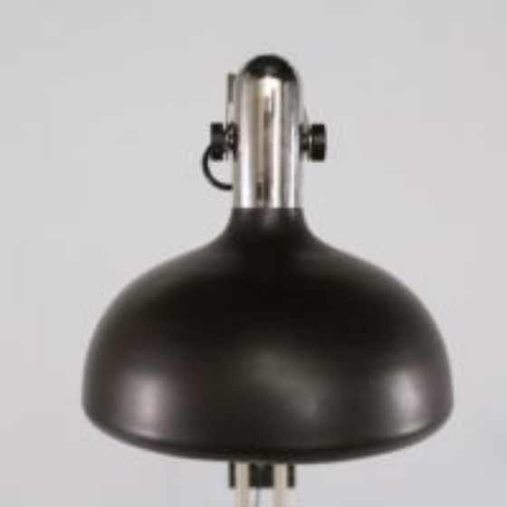 Image 1 of Floor lamp with pendulum Industrial Mid-Century 1960. Dubble barrel base, adjustable bar & reflector
