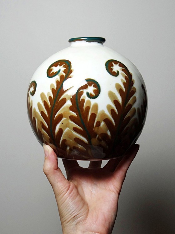 Image 1 of Small Tharaud Limoges porcelain ball vase circa 1920-1940