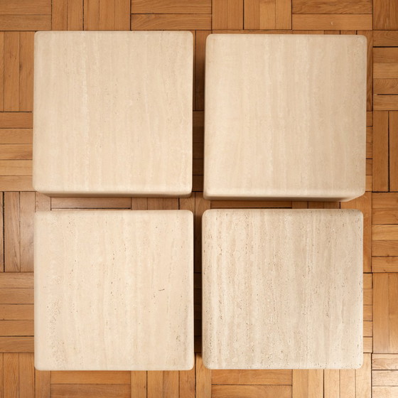 Image 1 of 4 Square Travertine Tables