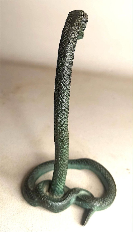 Image 1 of Cobra Bronze Pocket Watch Holder by Edgar Brandt, Art Deco Style