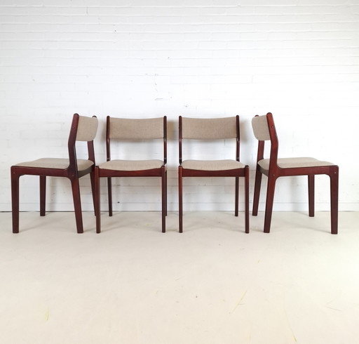 4 chaises vintage de design danois Findahl en bois et tissu