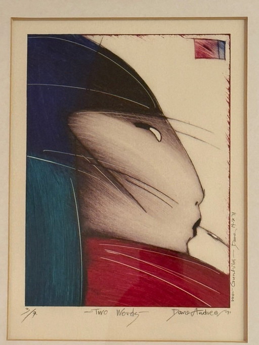 Etching by Dana Andreev Two Words number 3, series of 7 (1991)