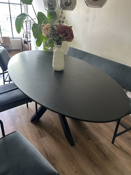 Mesa de comedor ovalada de madera maciza de roble Kas20 - 220 cm – eettafels, Metal, Wood (photo 2 of 6)