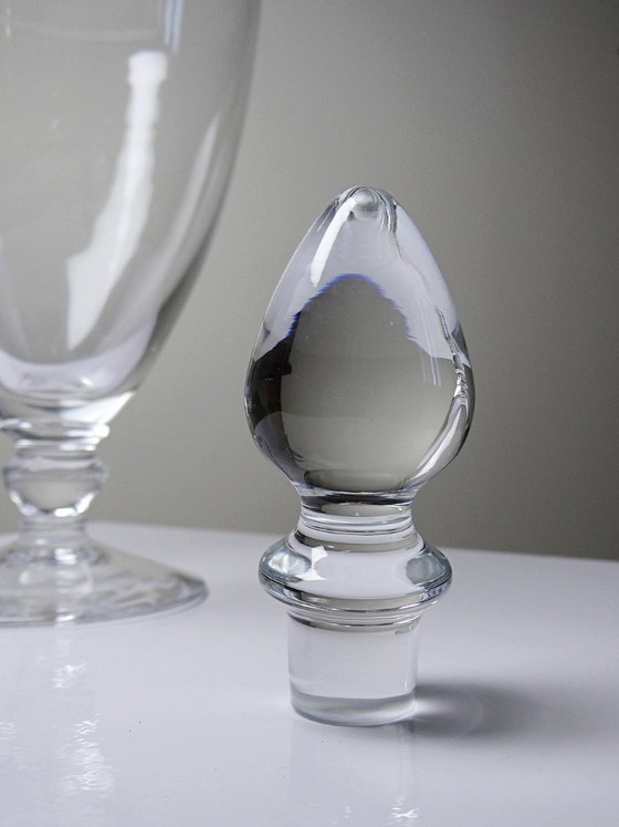 Image 1 of Grande carafe à décanter balustre vintage en cristal soufflé, années 1960