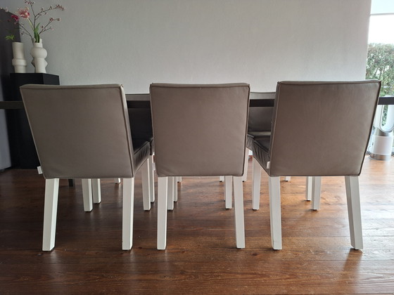 Image 1 of 6 sedie da pranzo Piet Boon SAAR tortora/grigio con gambe bianche