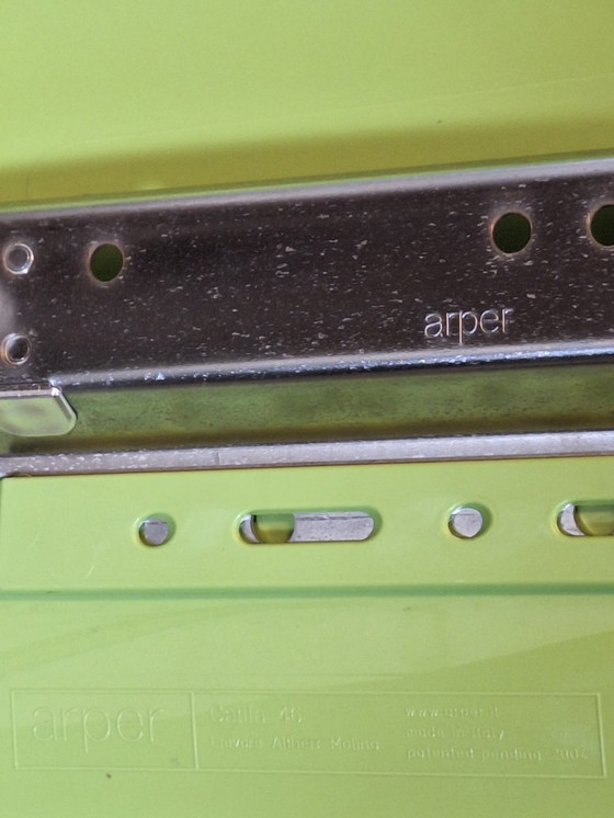 Image 1 of Arper Catifa 46 – Green stacking chair with chrome legs