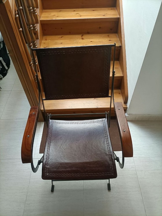 Poltrona vintage in pelle. Stile safari/campagna. – Sedie pieghevoli, Leather, Iron (photo 8 of 8)