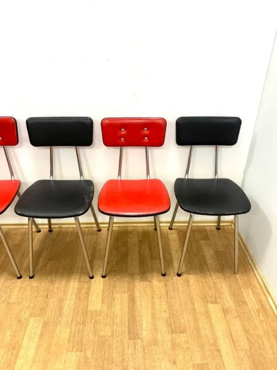 Image 1 of Set of 5 Retro Chairs, 1970s, Czechoslovakia (Chrome & Leatherette)