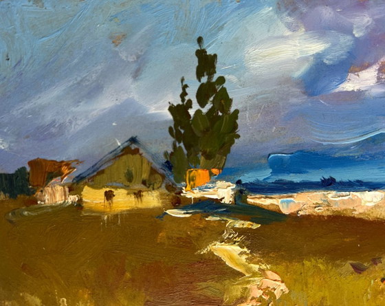 Image 1 of Original Oil Painting Summer Coastal Landscape After the thunderstorm