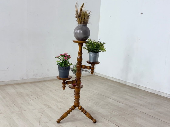 Image 1 of Bloementafel uit het midden van de 20e eeuw, bijzettafel, plantenstandaard, opbergmeubel