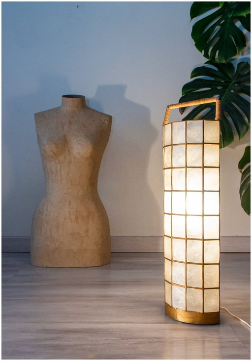 1960s Capiz mother-of-pearl lamp