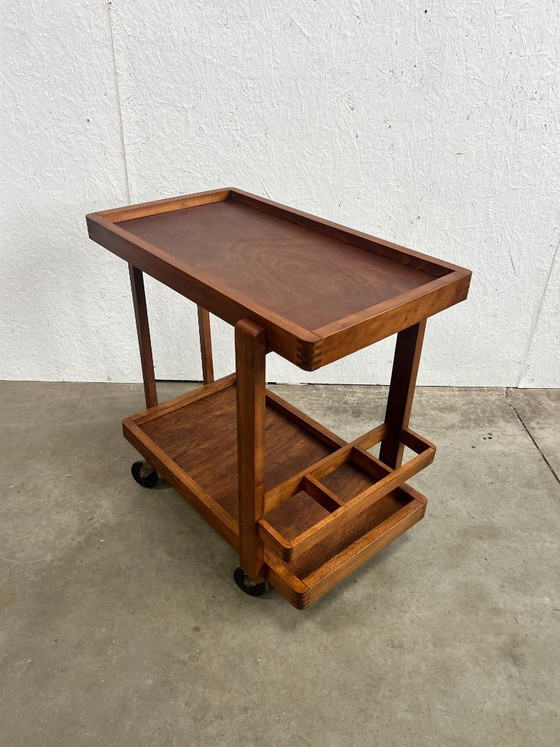 Vintage Wooden Trolley / Bar Cart, Amsterdam School (photo 9 of 21)