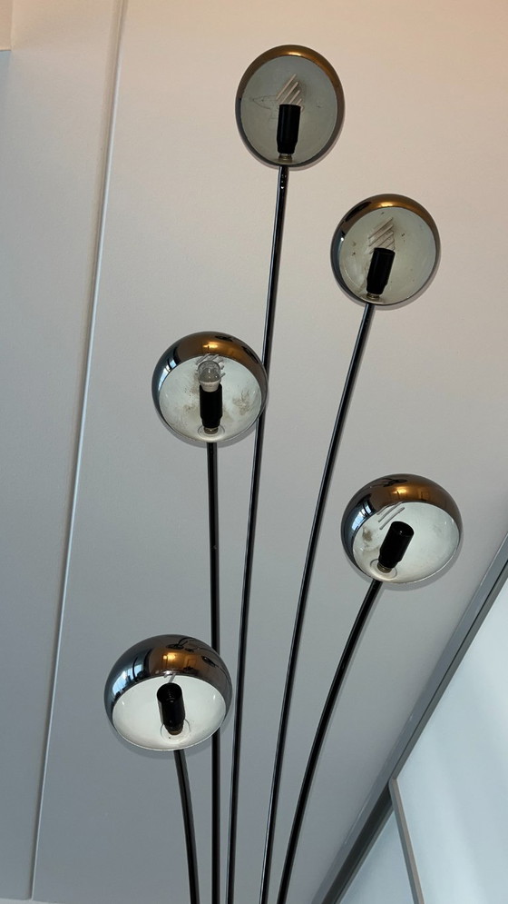 Image 1 of Vintage Cottex A-100 "Waterfall" Standerlampe – Mørk krom & Marmor (70'erne)