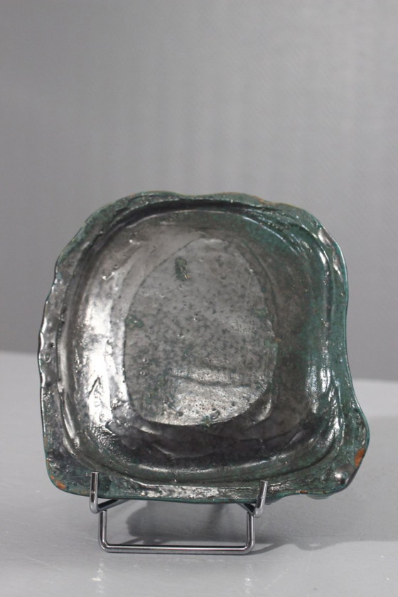 Image 1 of Große Keramik-Schmuckschale mit Kupferoxid-Beschichtung, Stil der 1950er Jahre, Gueden Primavera Cazaux