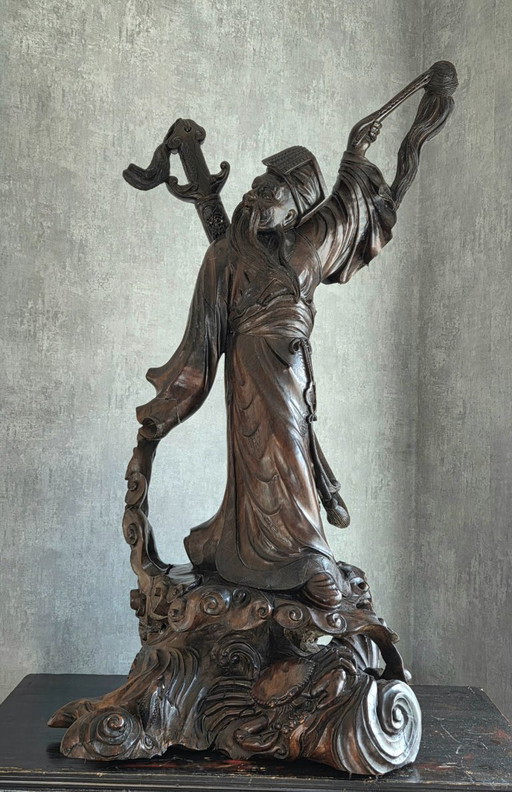 19th century Asian deity sculpture - Hardwood - (ref 4105)