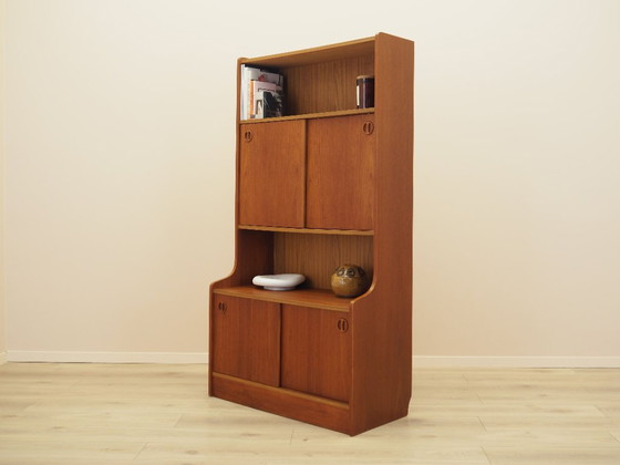 Libreria danese impiallacciata in teak con ante scorrevoli, anni '70, Librerie, Legno, Marrone (foto 4 di 15)
