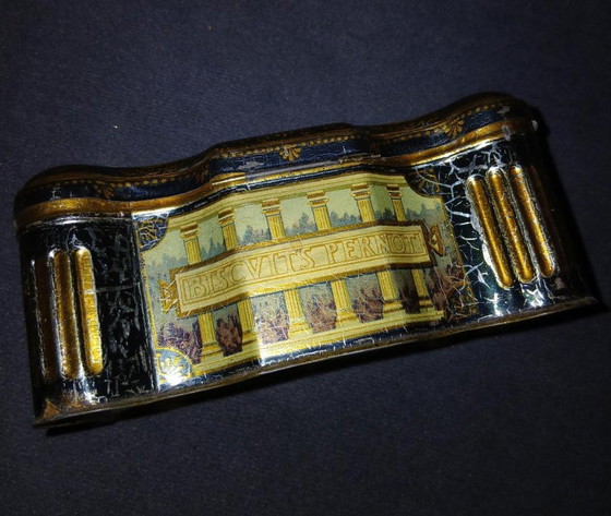 Image 1 of Pernot biscuit advertising tin made of screen-printed metal