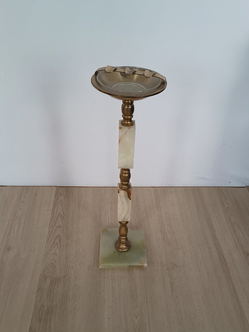 Luxurious 1950s standing ashtray with marble