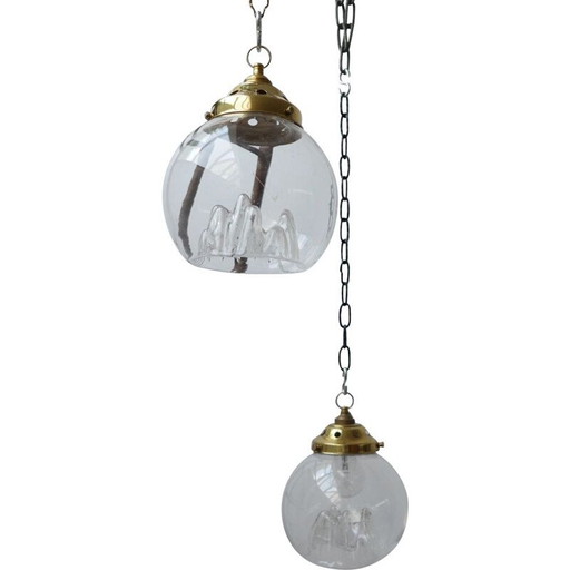 Vintage blown glass pendant lamps fixtures, Italy 1960