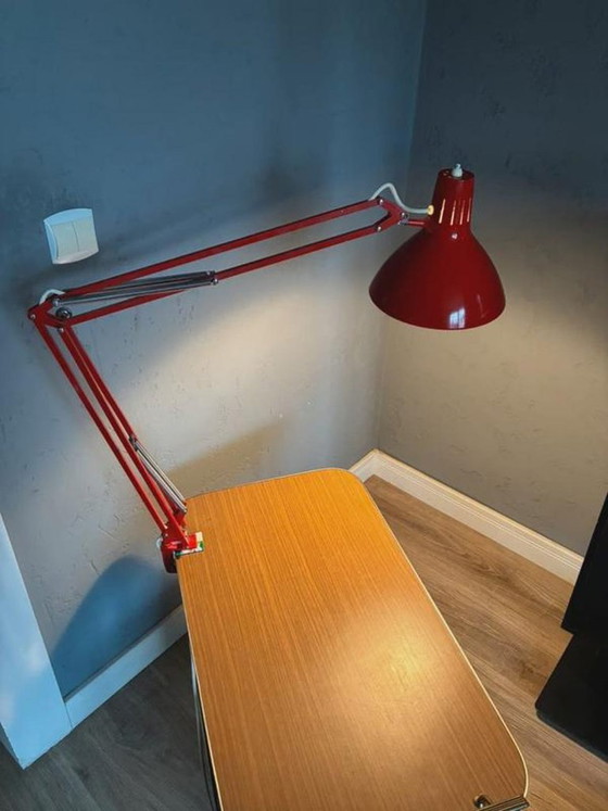 Luxo L-1 architect desk lamp by Jacob Jacobsen, red, 1960s, Table lamps, Metal (photo 2 of 8)