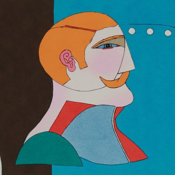 Image 1 of Richard LINDNER, Lithografie, “Exit”, gesigneerd.