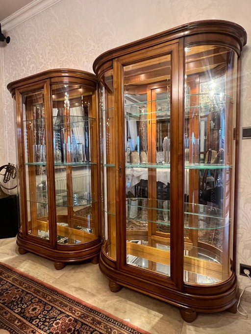 Beautiful display cabinets in French oak, with lighting
