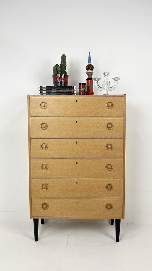 Schwedische Vintage Eichenfurnier Kommode