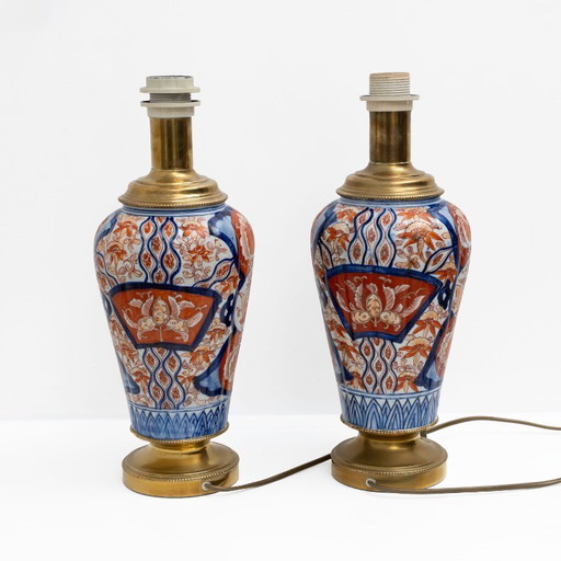 Pair of Imari Porcelain Vases with Gilt Bronze Mounts, Japan, Meiji Period – tafellampen (photo 2 of 7)