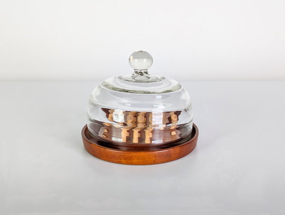 Image 1 of Juego de mesa Solitario original de mediados de siglo, década de 1960, Dinamarca, cristal de teca.