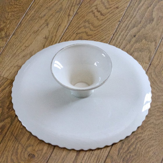 Image 1 of Large earthenware pie dish on a pedestal, apple pie