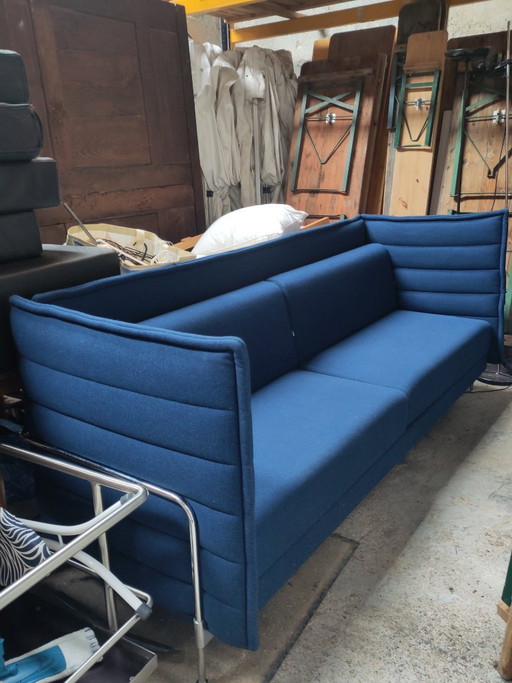 Canapé 3 places Vitra Alcove Highback – Bleu (Design Bouroullec)