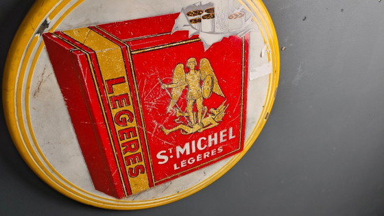 Image 1 of Enamel sign St Michel Cigarettes, 1953 