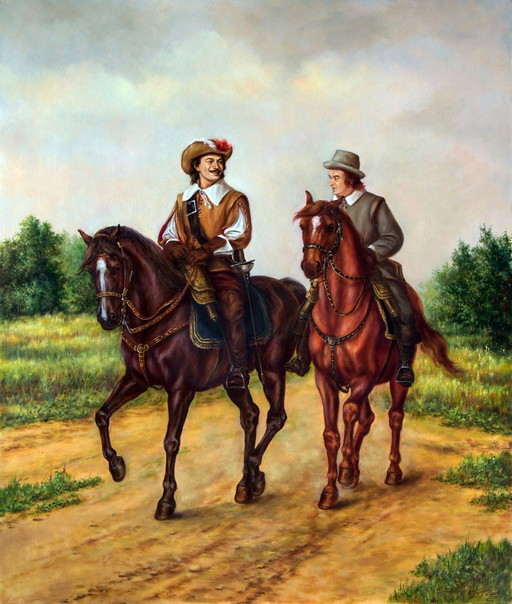 Original Oil Painting Provincial Air - Based on A. Dumas's "The Three Musketeers" – schilderijen tekeningen, Canvas