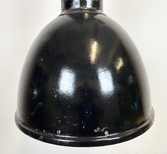Image 1 of Industrial Black Enamel Factory Hanging Lamp, 1950s