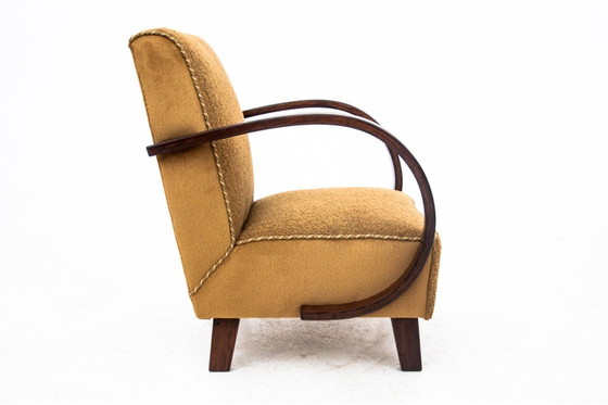 Image 1 of Two Yellow boucle armchairs by J. Halabala, Czechoslovakia, 1930s