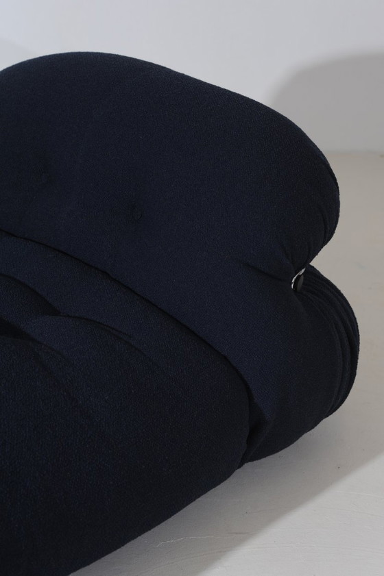 Image 1 of Vintage Soriana 2-Sitzer-Sofa von Afra & Tobia Scarpa in nachtblauem Bouclé