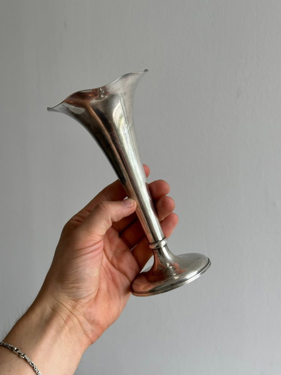 Image 1 of soliflore vase in patinated silver-plated metal