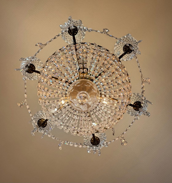 1960s Hot Air Balloon Crystal Chandelier – Brass (photo 3 of 15)