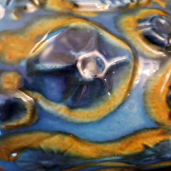 Vaso in ceramica Fat Lava blu e marrone, Carstens Tonieshoff, Vasi, Mid Century Modern (foto 13 di 14)