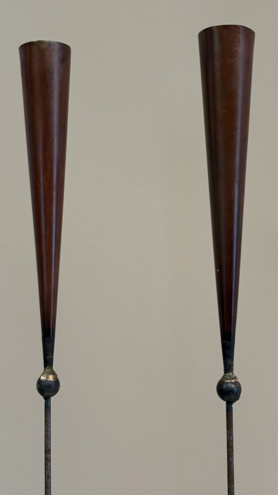 Vintage Brutalist Vloerkandelaars Pieter Spruyt Dutch Design – Kandelaars en kaarsen, Metal, Iron (photo 3 of 15)
